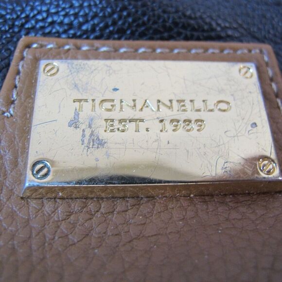 Tignanello 2 Tone Brown & Black Cross body Leather Satchel‎ Handbag - Picture 3 of 10